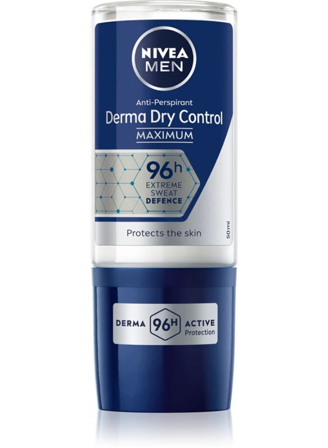 Nivea Men Derma Dry Control Deodorant Anti-Perspirant 96H Roll-On 50 ml - Image 1